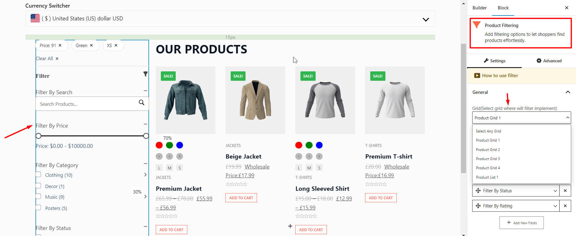 WooCommerce Product Filter Settings