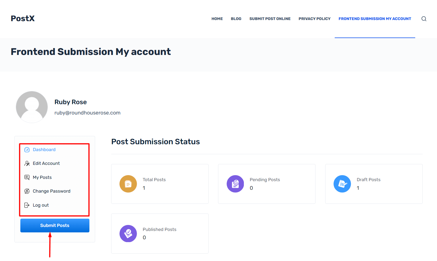 Front End Submission Dashboard
