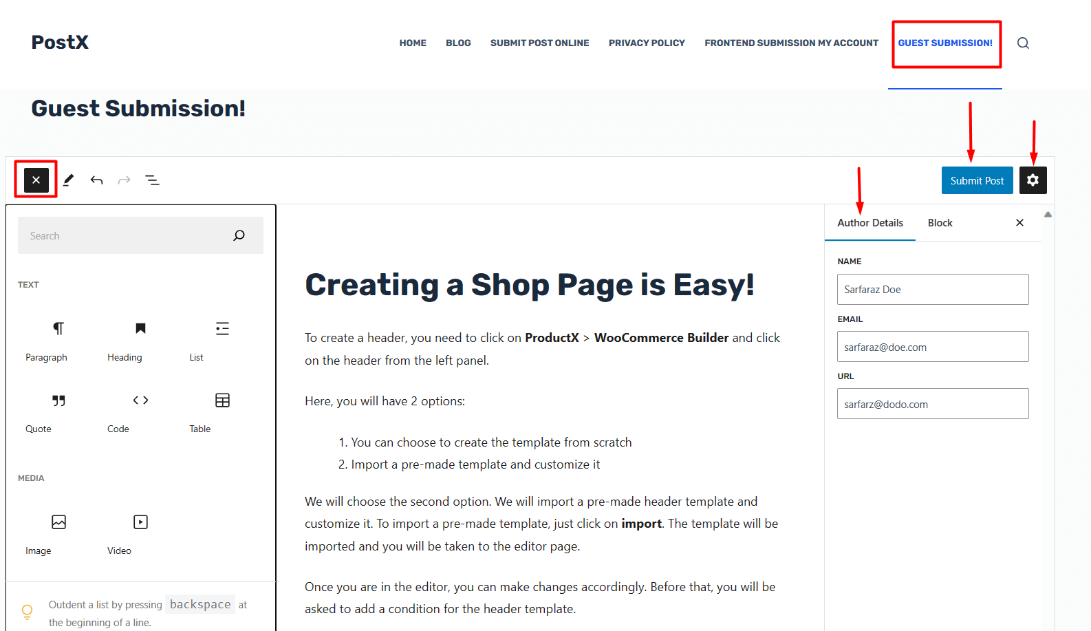 Gutenberg Guest Post Editor