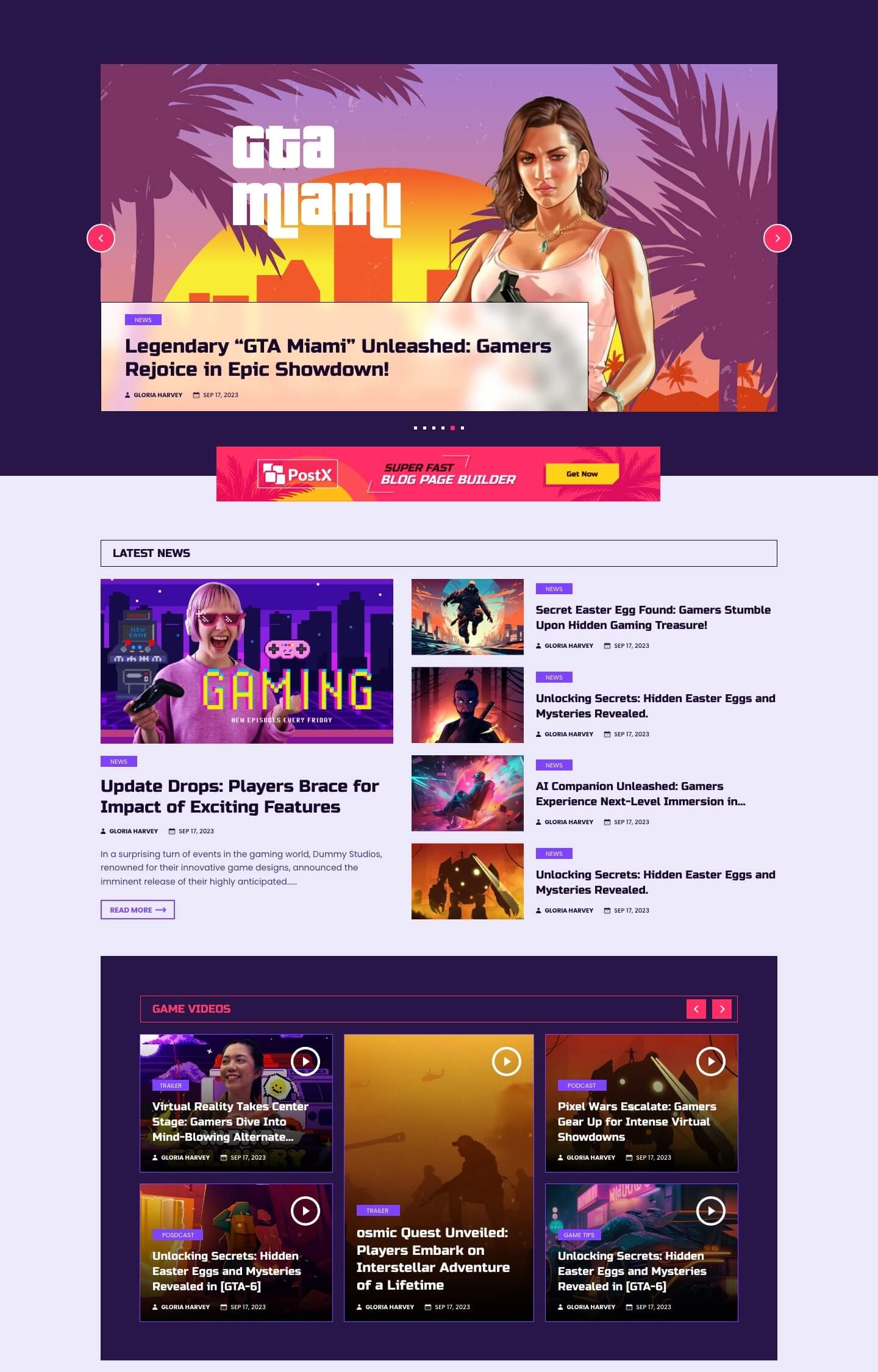 Designing a Gaming Blog with the Gaming Layout 2