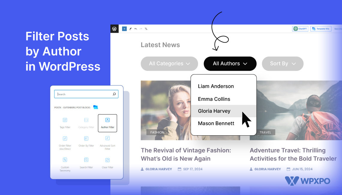 filter posts by author in wordpress