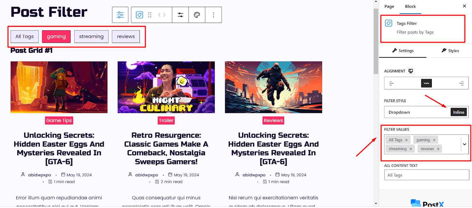 filter posts by multiple tags