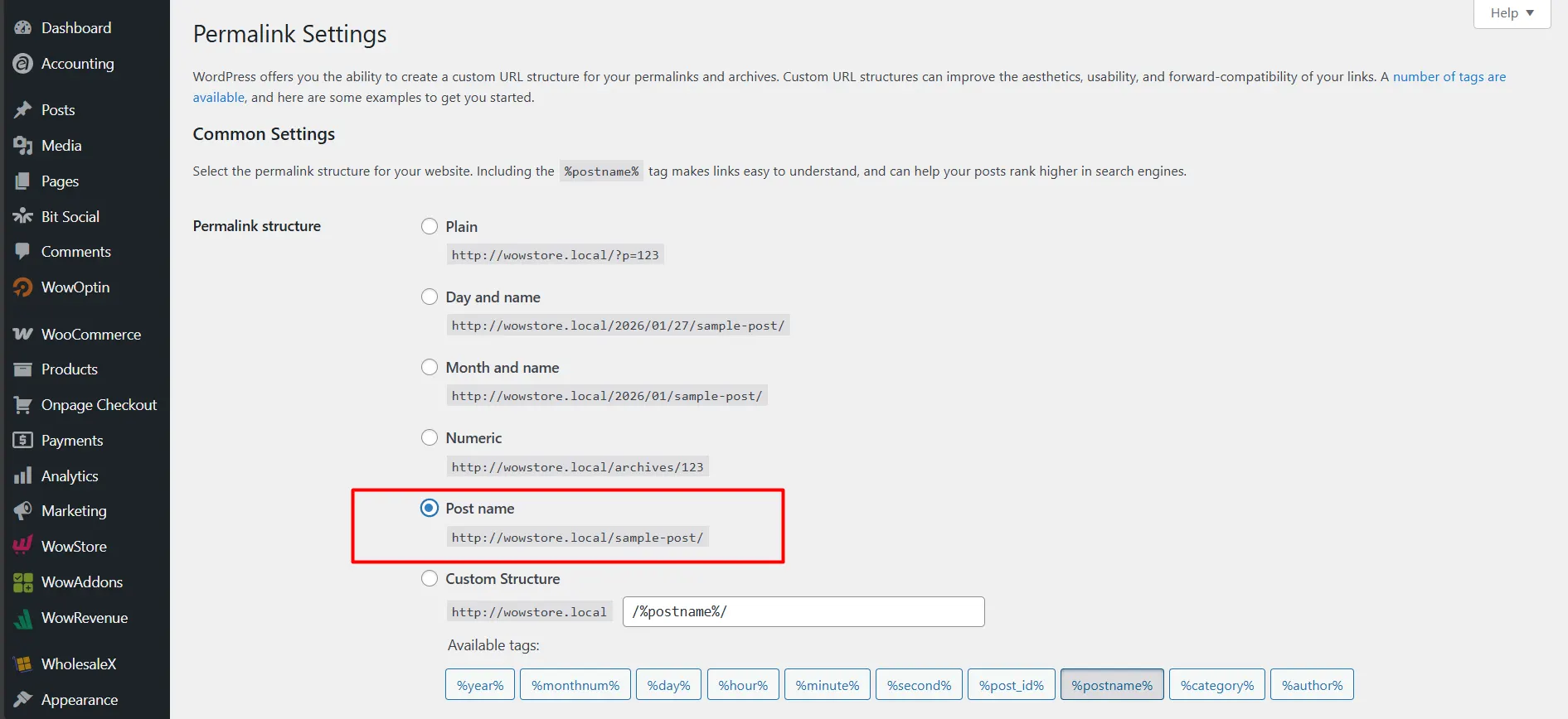 Changing Permalink Settings in WordPress Dashboard