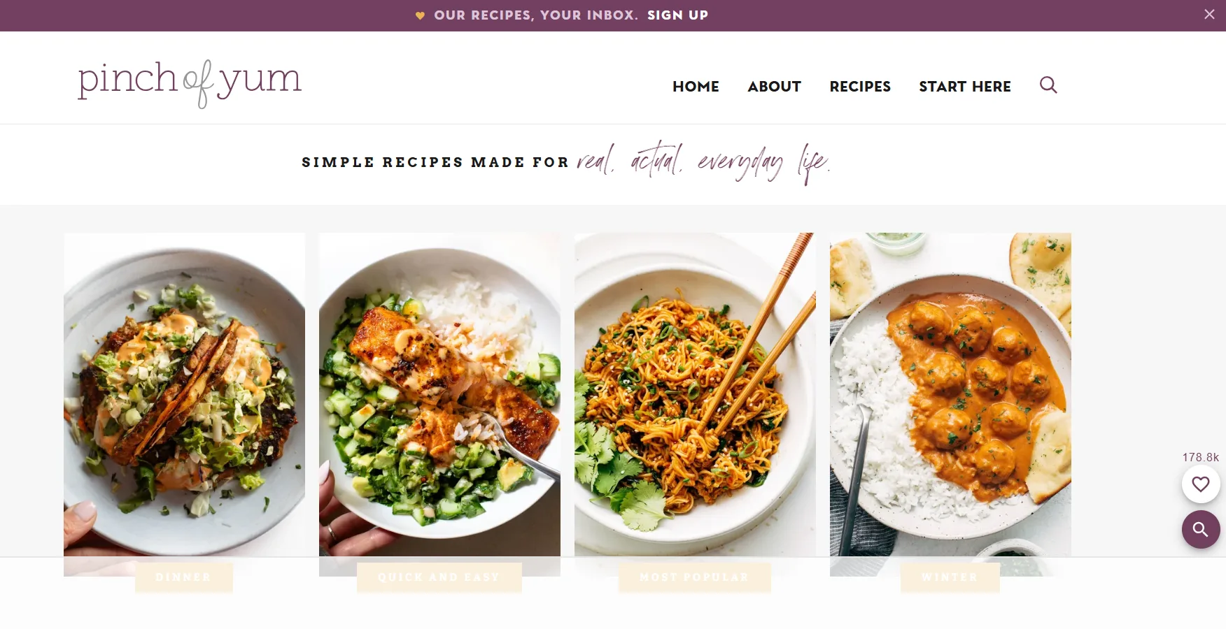 Pinch of Yum Homepage