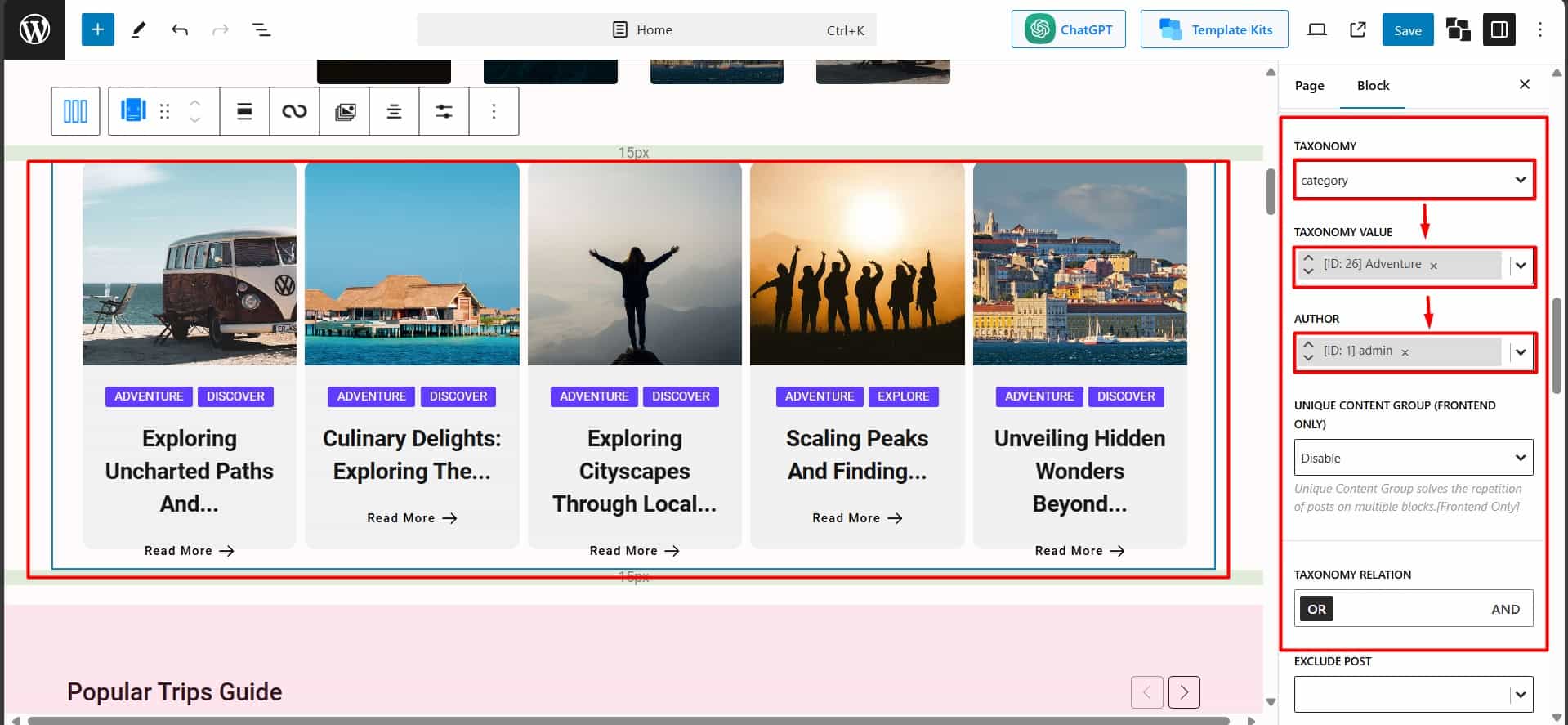 Targeting by Category, Tags, Author, or Mix of them