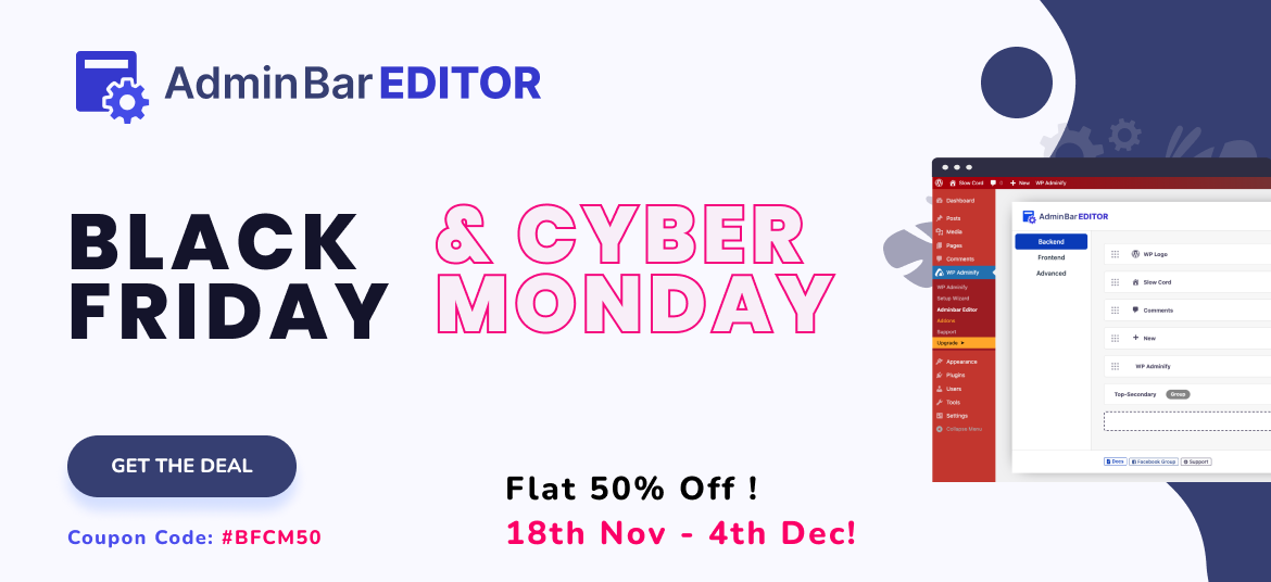 Admin Bar Editor Black Friday Deals