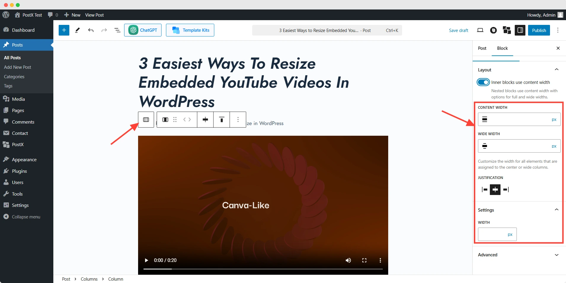 Change the Size of Embedded YouTube Video