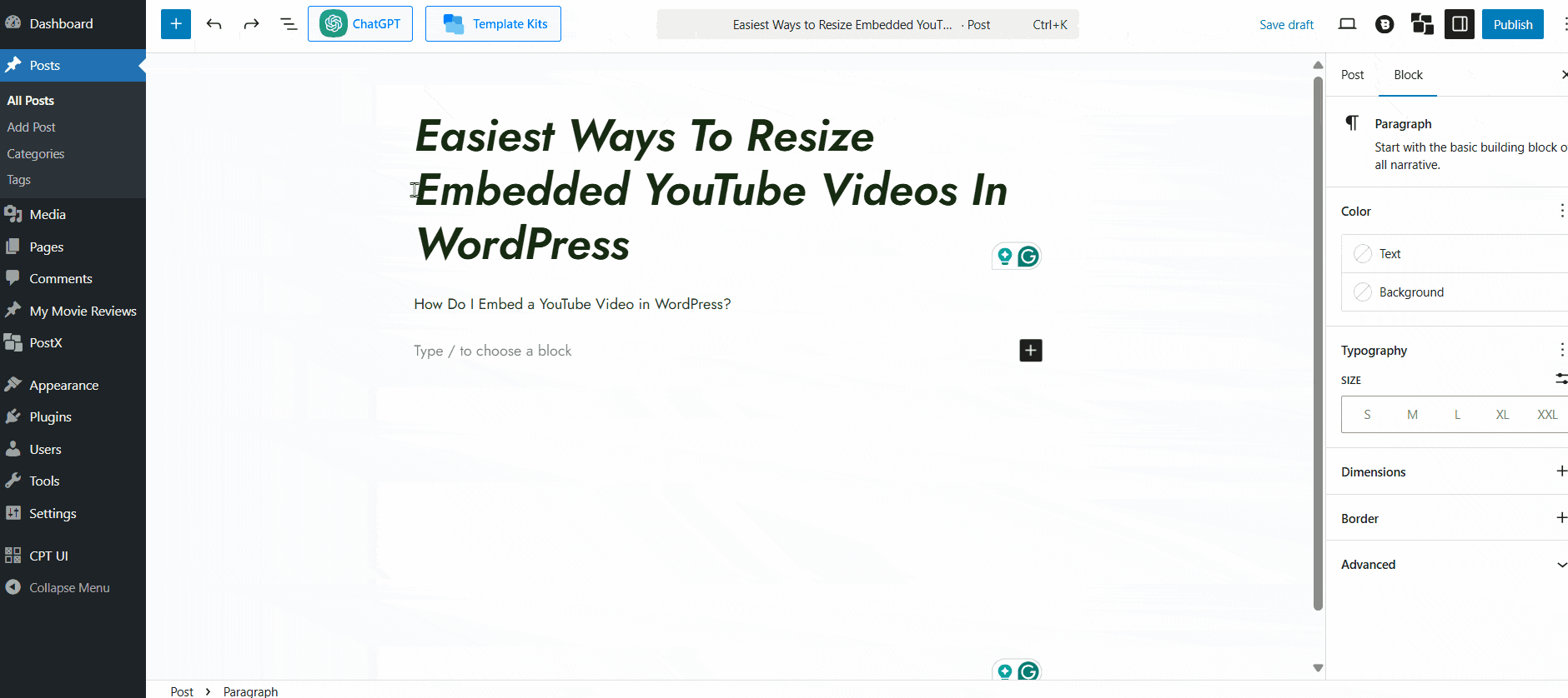How to Change the Size of Embedded YouTube Videos in WordPress (2025 Guide)