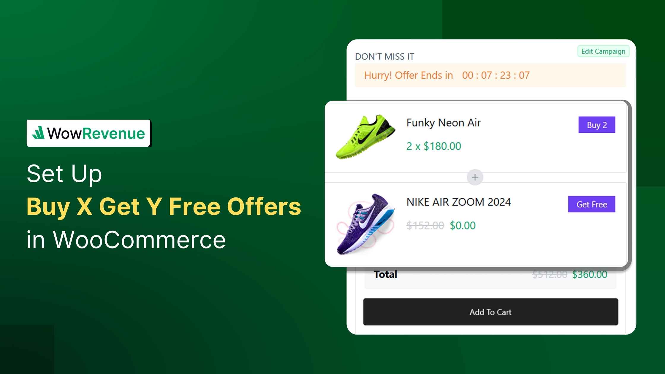 Buy X Get Y free offer in woocommerce