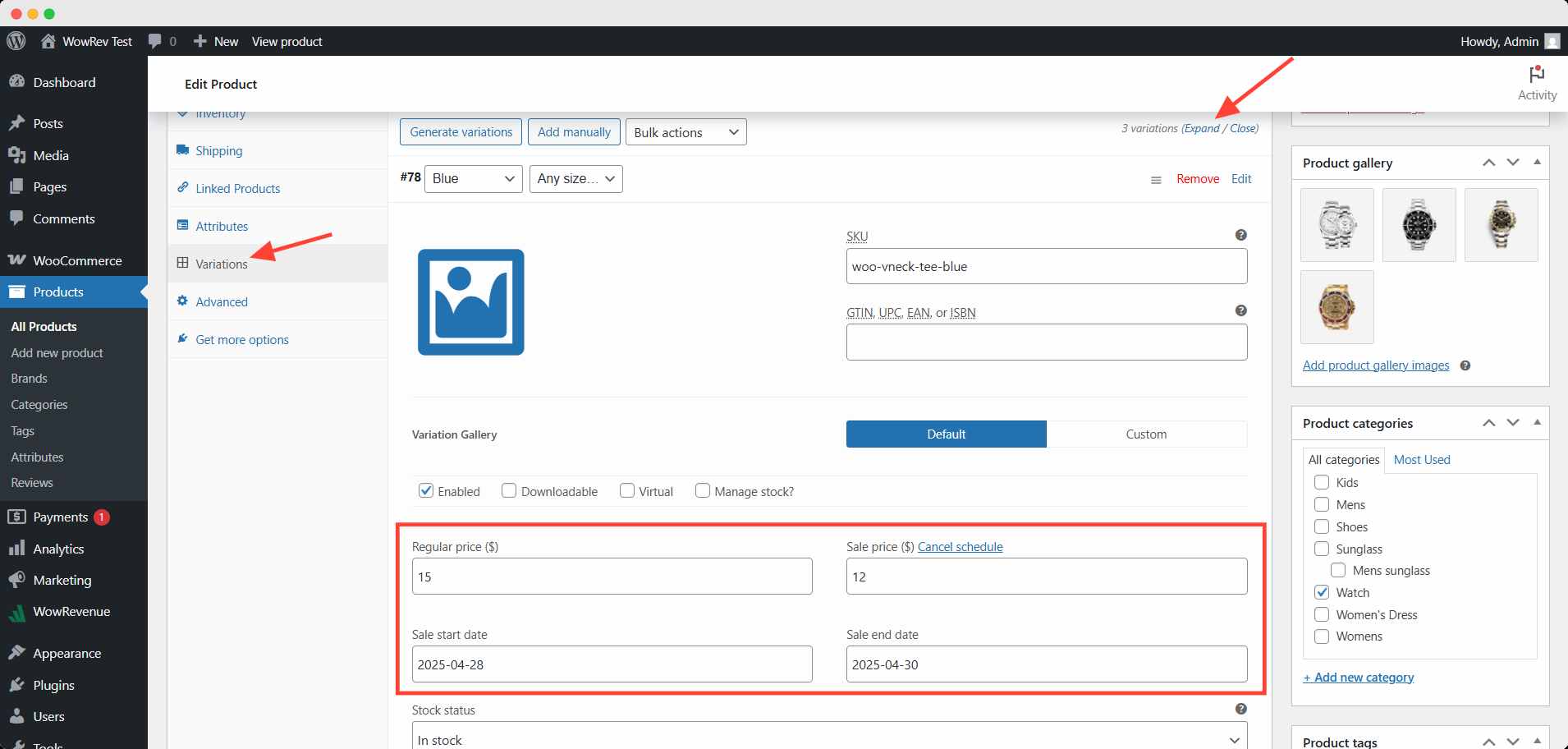 scheduling sales for variable product
