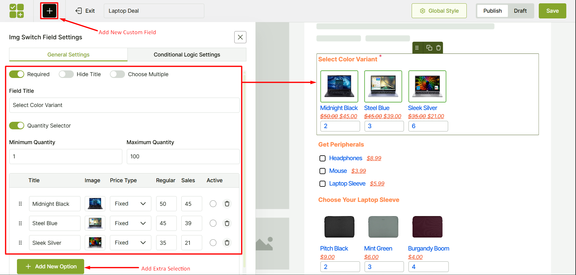 Image Swatches Settings