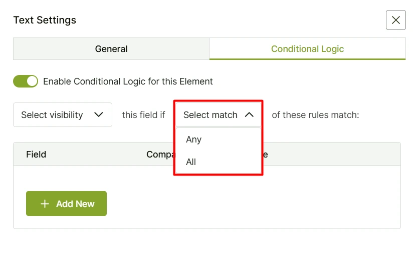 Match Options for Rules V1