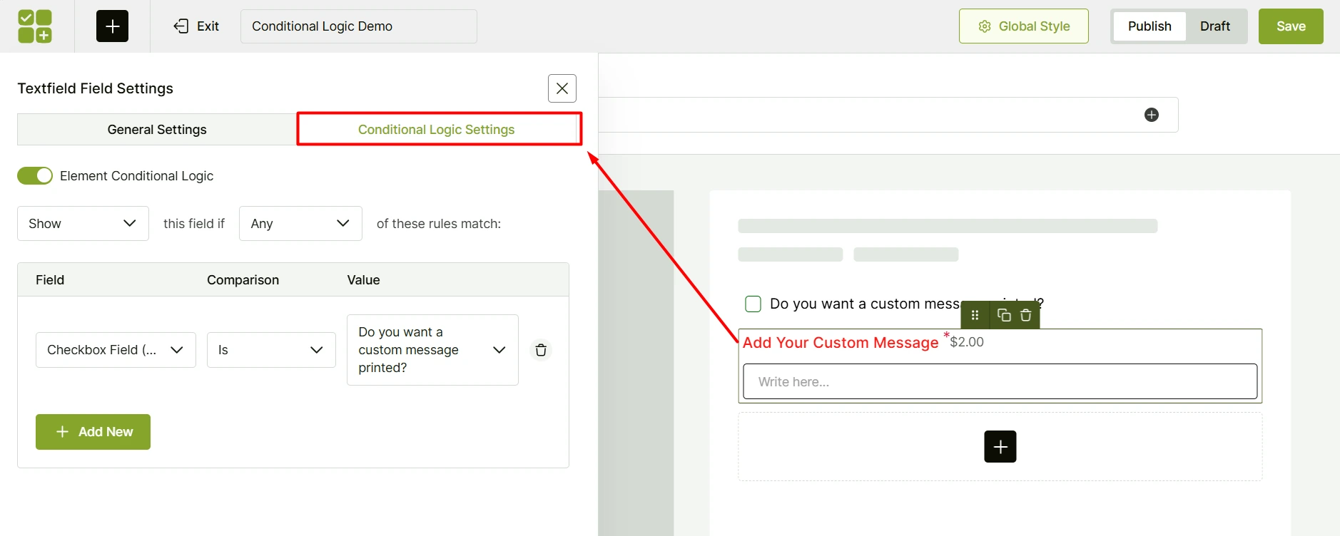 Set Up Conditional Logic for the Text Box V1