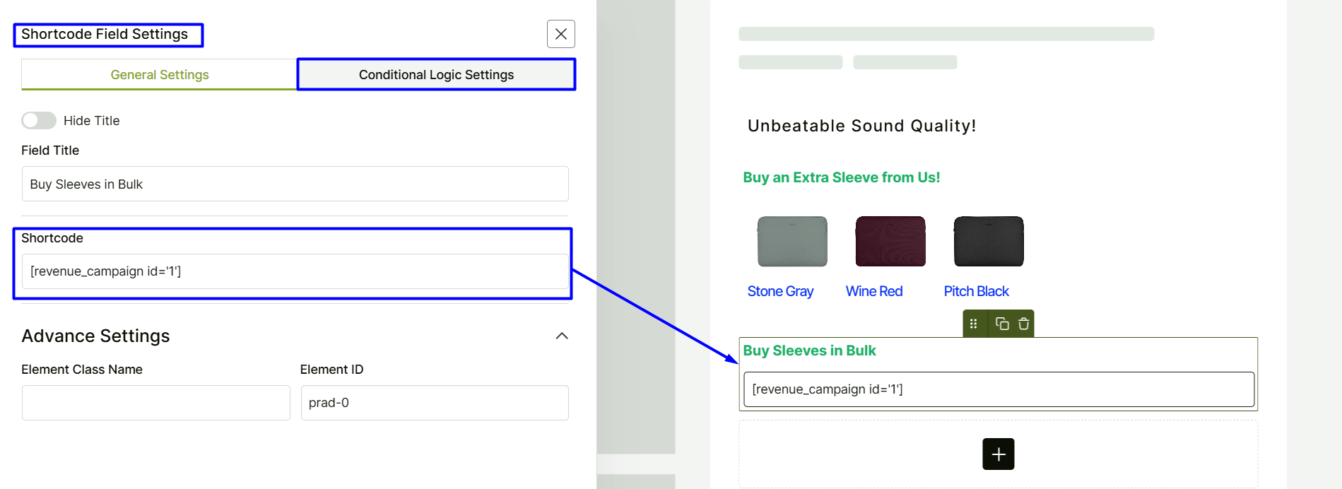 Shortcode Addon Settings