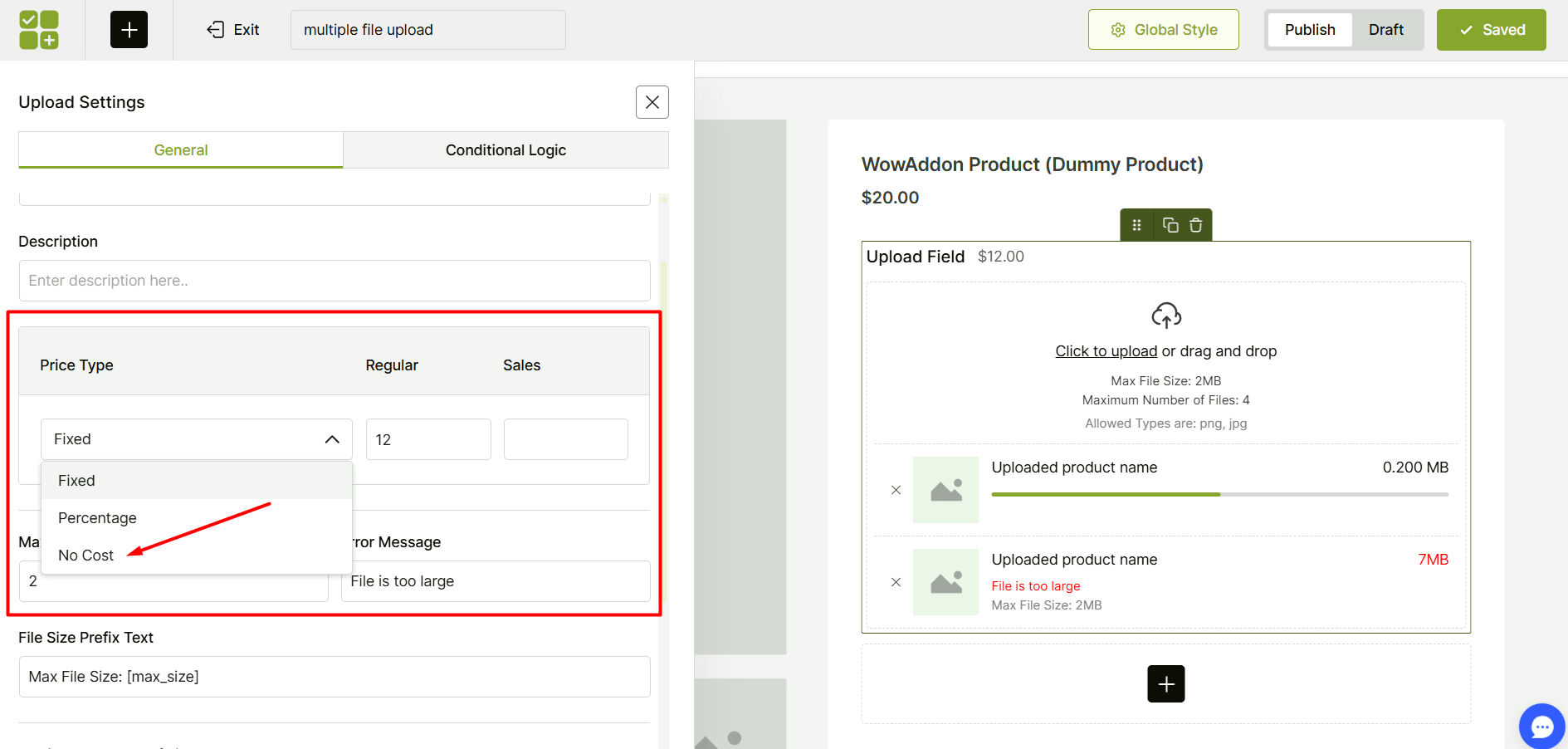 allow file uploads in WooCommerce for free