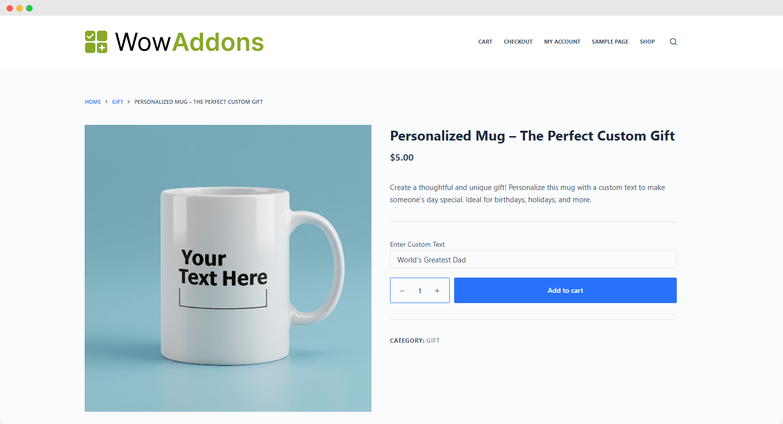 custom text field on product page