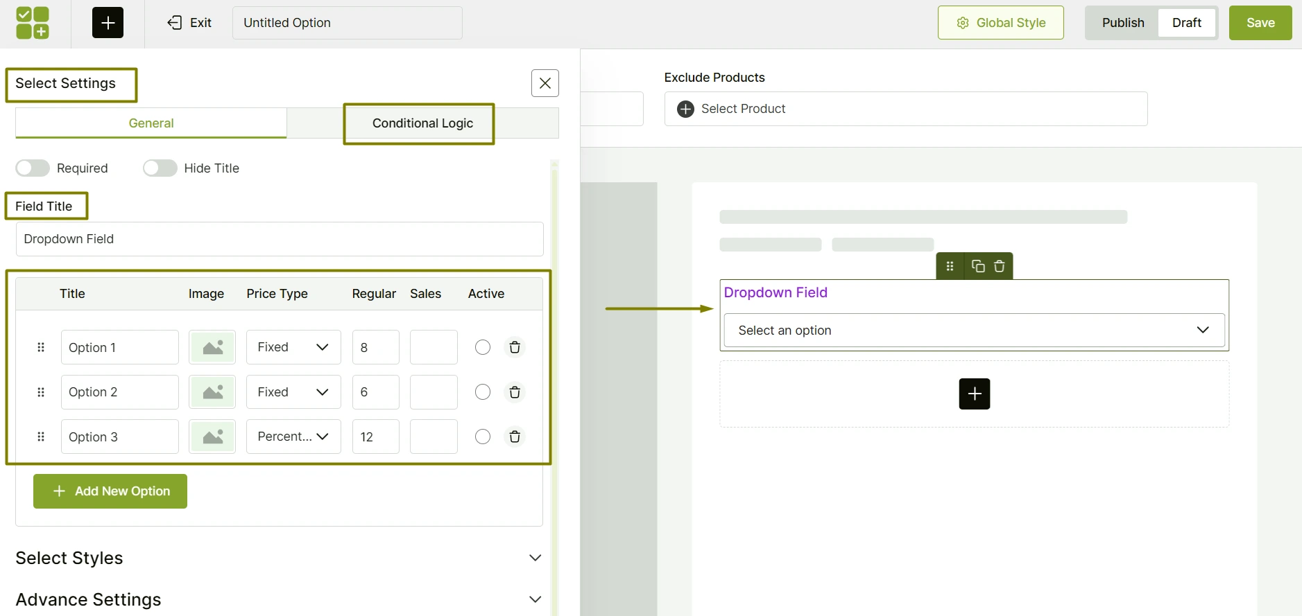 customizing individual addons settings