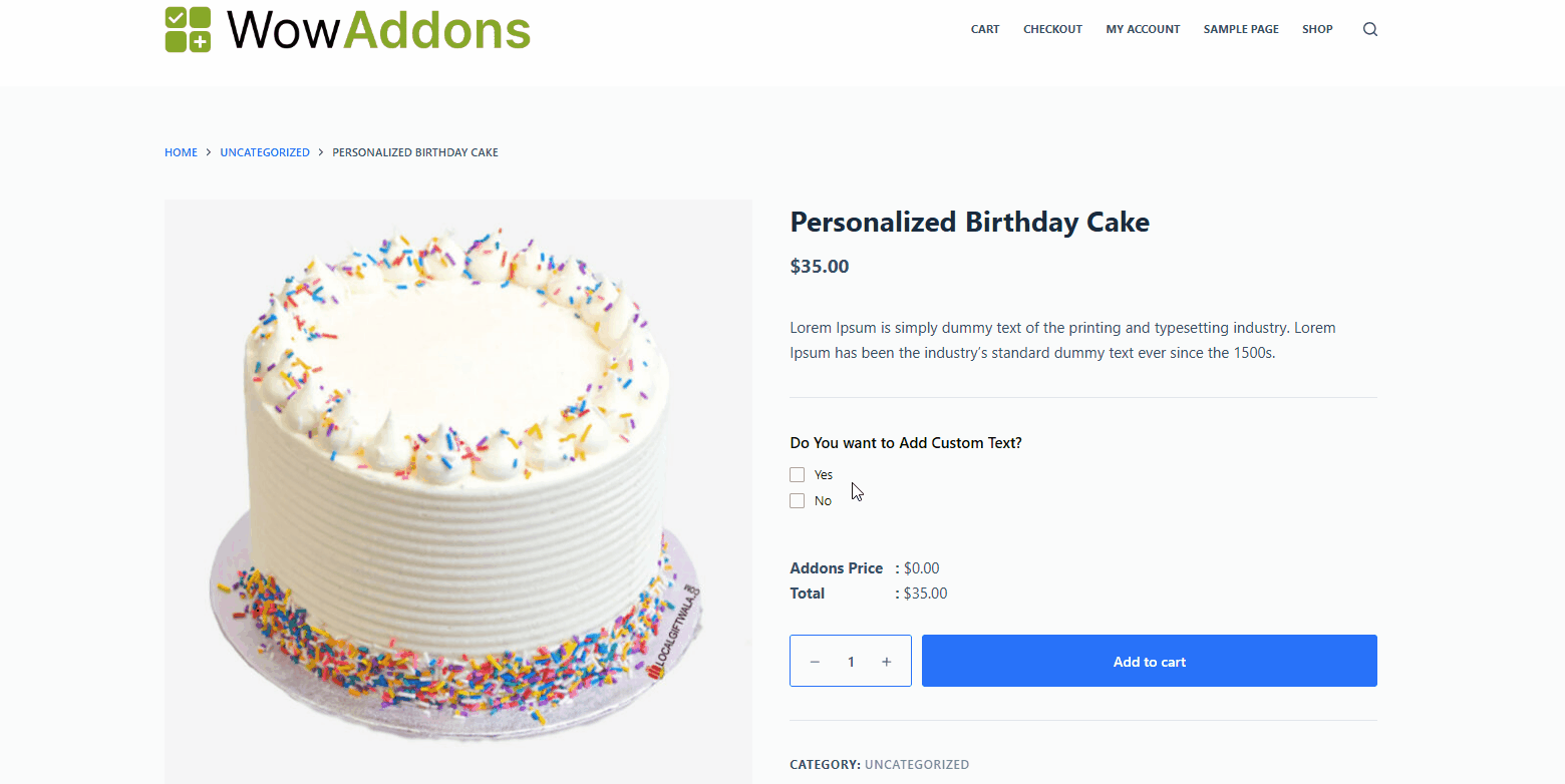 final output of custom text field