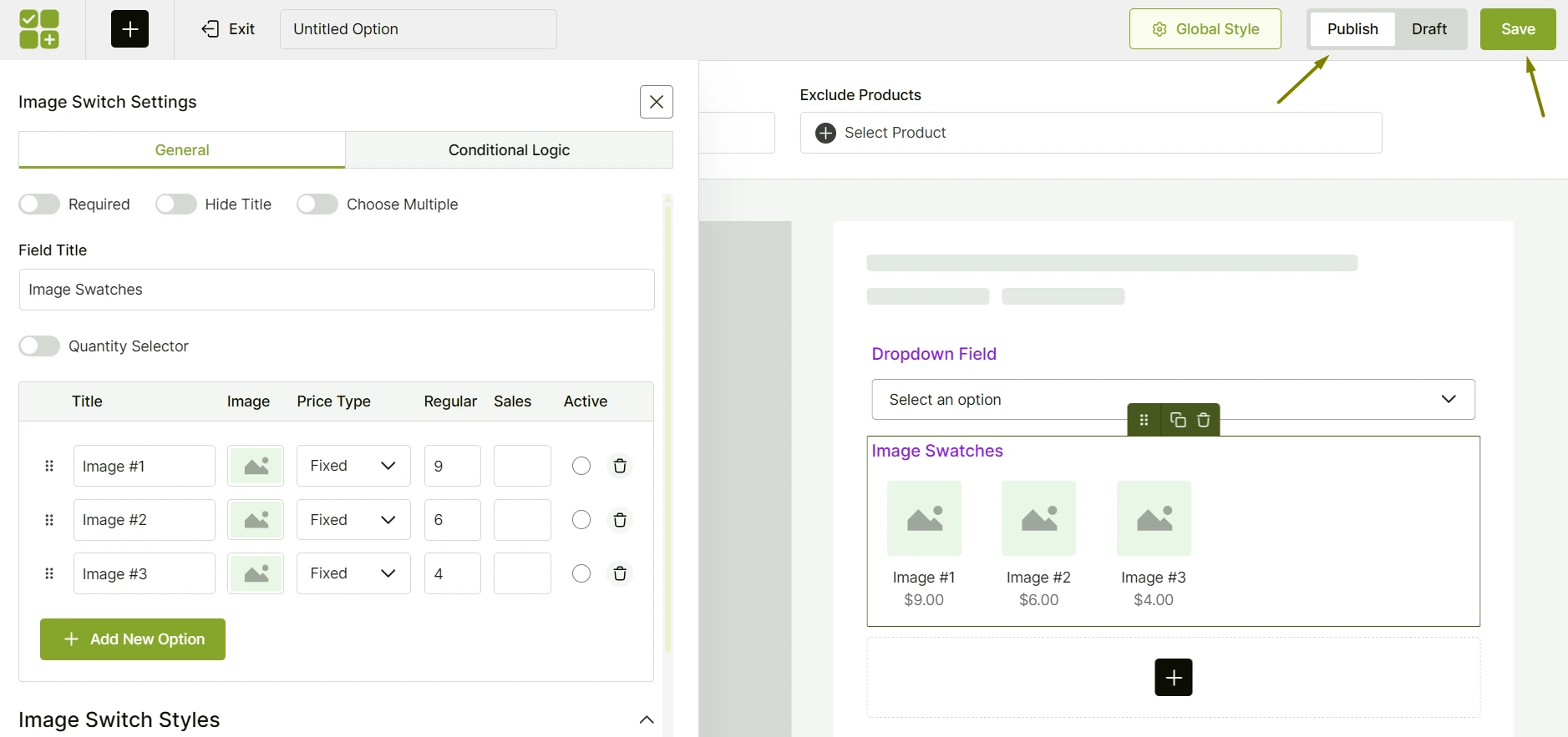 save settings and publish the addon