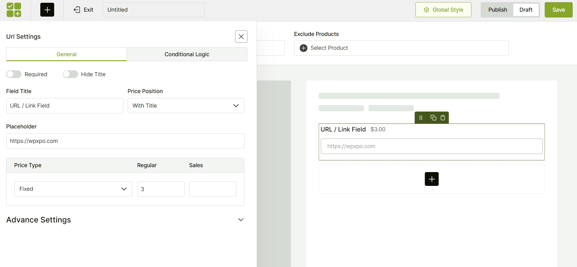 using URL product addon