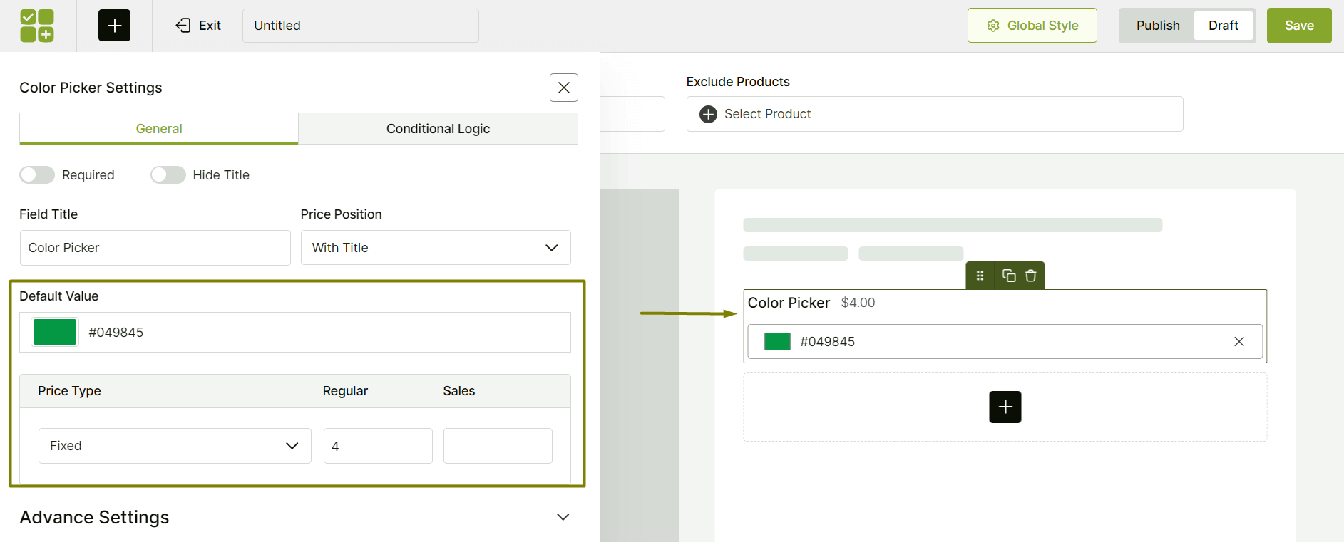 using color picker addon