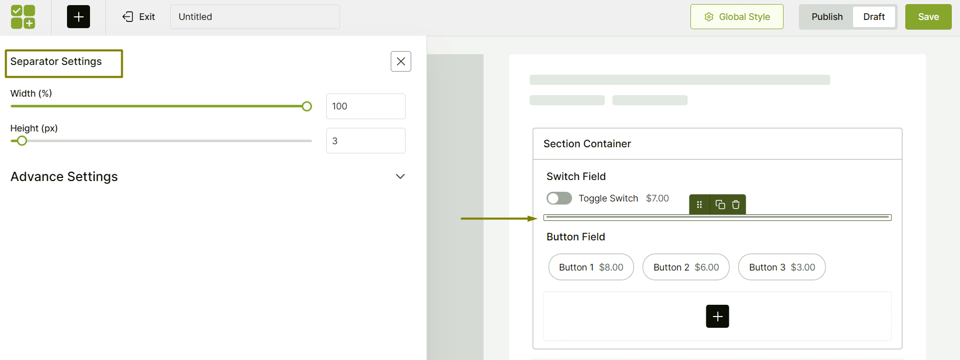 using the separator addon