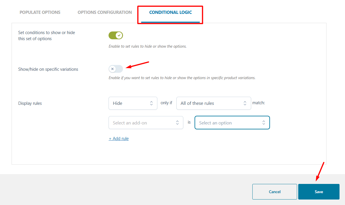 YITH Product Addons Conditional Logic