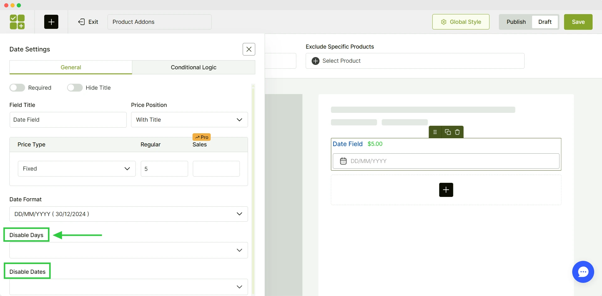 advanced settings for date picker addon by wowaddons