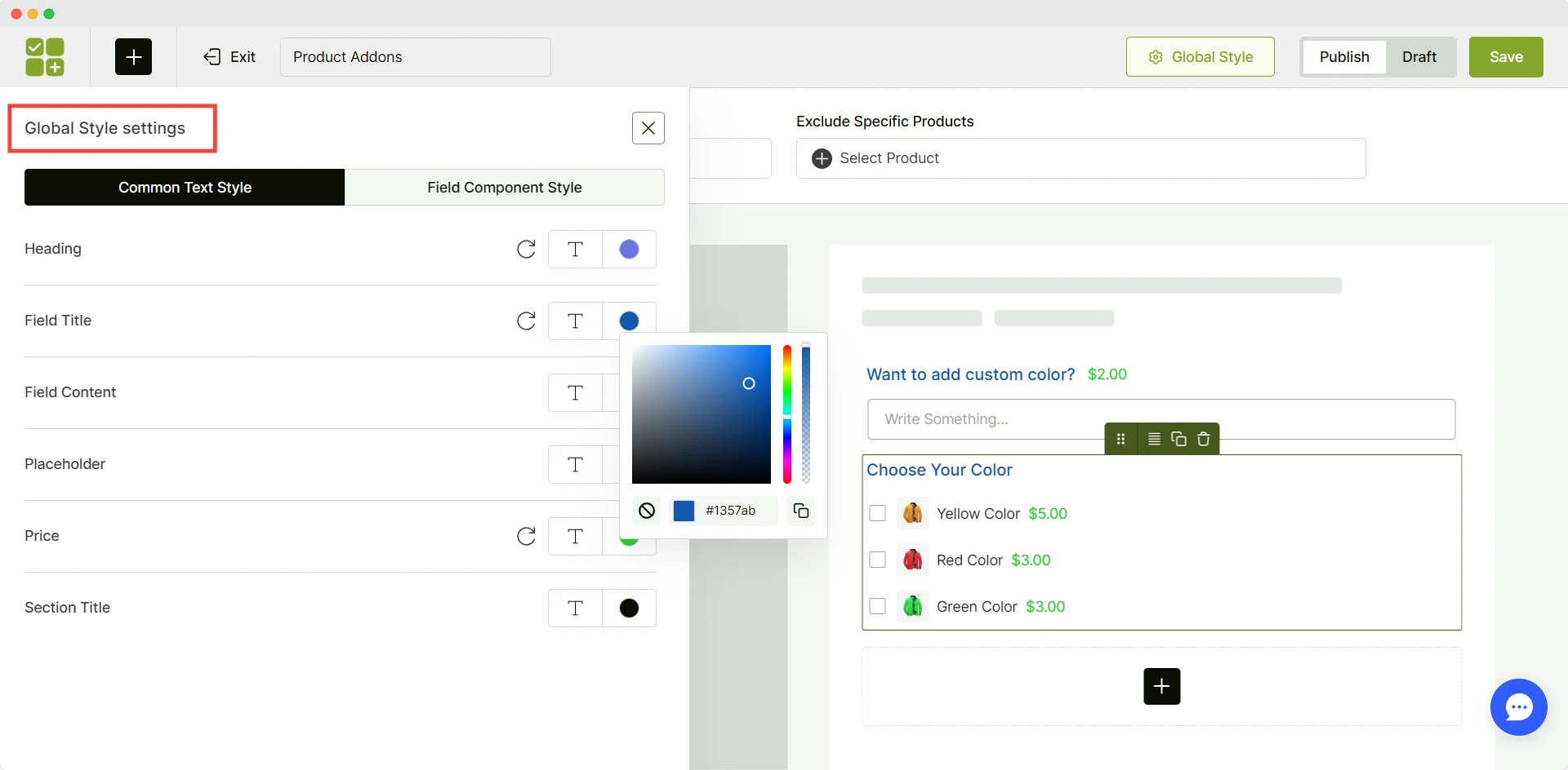 customize appearance of addons