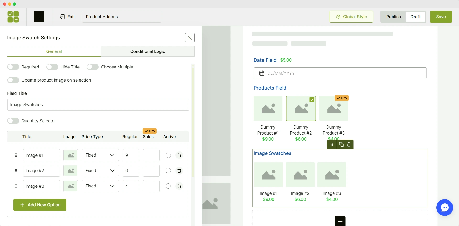 drag and drop addon builder