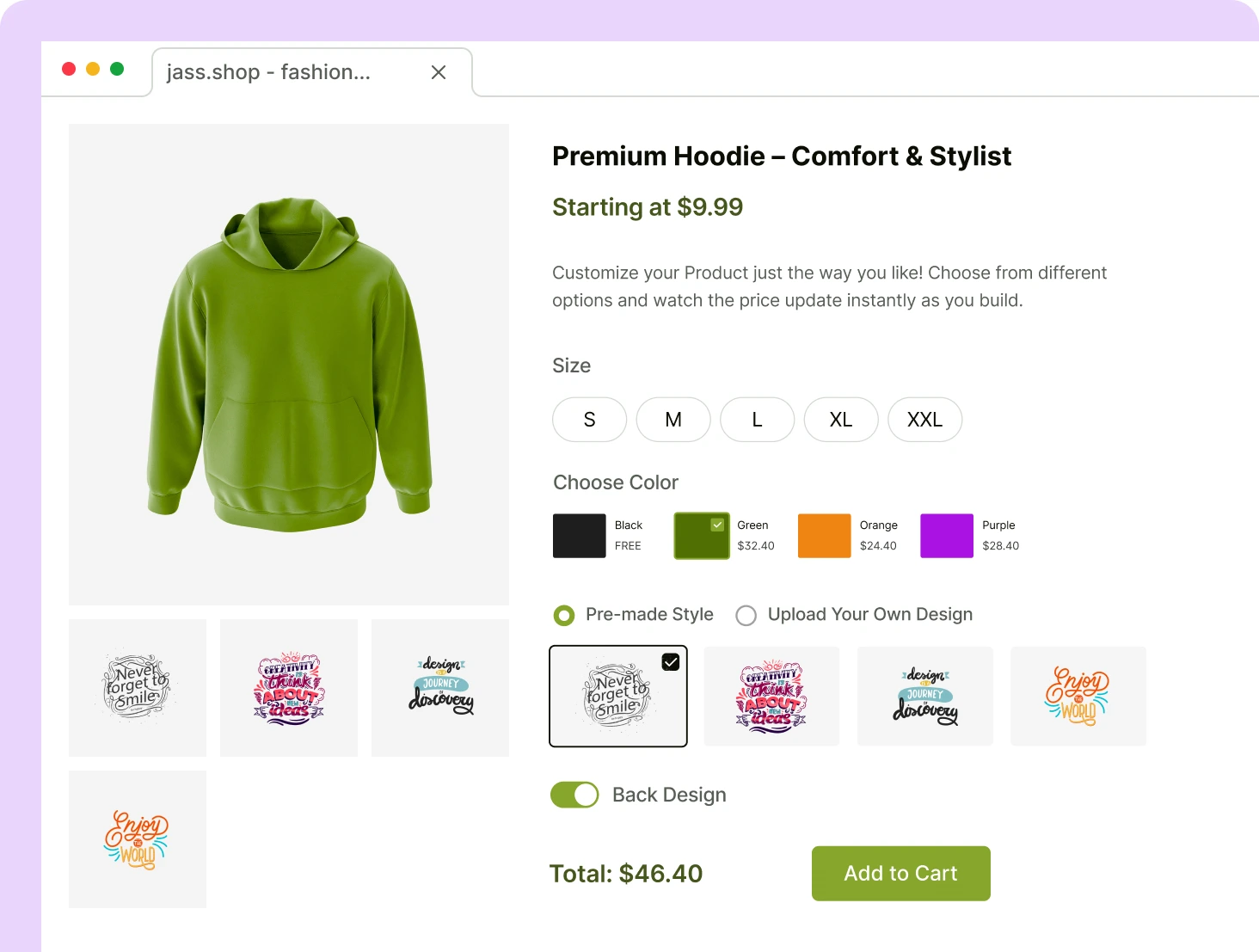using a product addons plugin for woocommerce