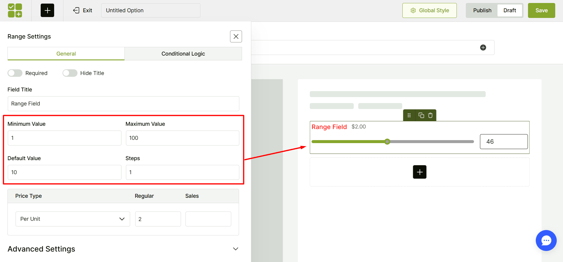 Customization Option on the Range Slider Field of WowAddons