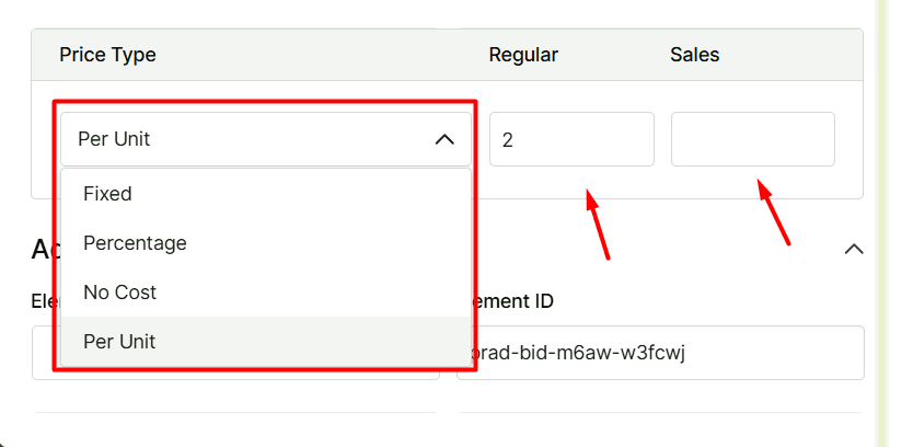 Pricing Set up option on the Range Slider field of WowAddons