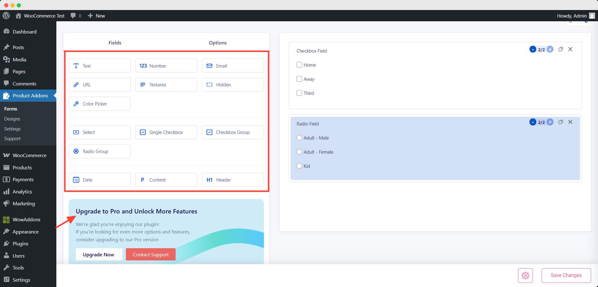 acowebs custom product addons fields