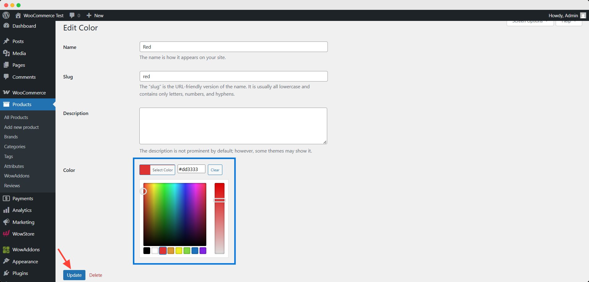 update color