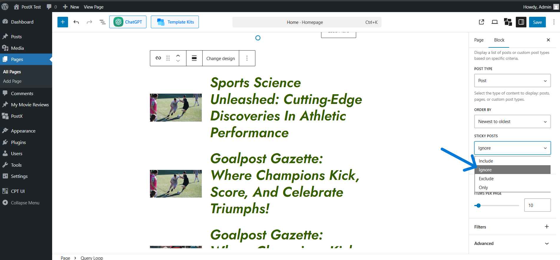 Sticky post toggle