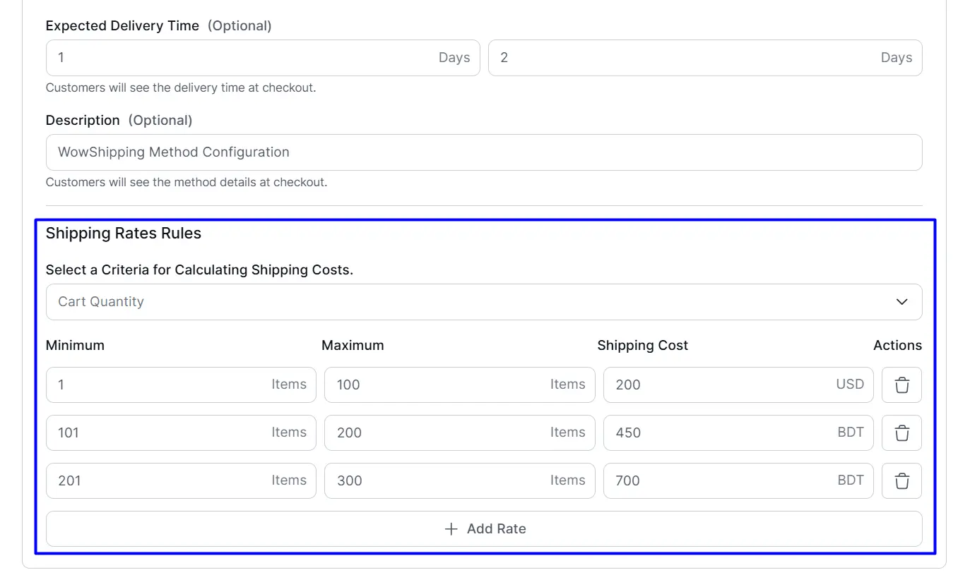 Table Rate Shipping Setup in WowShipping