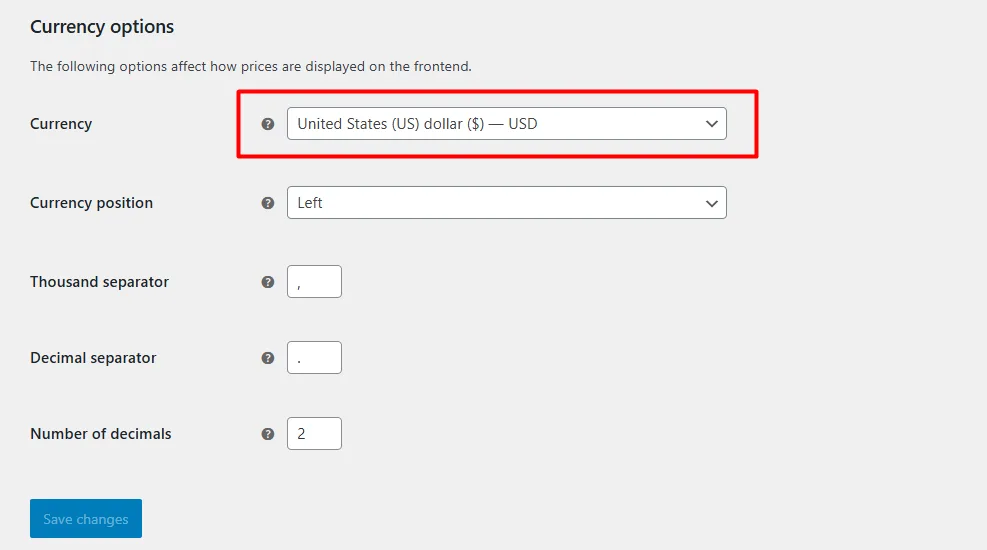 Choosing Store Currency in WooCommerce
