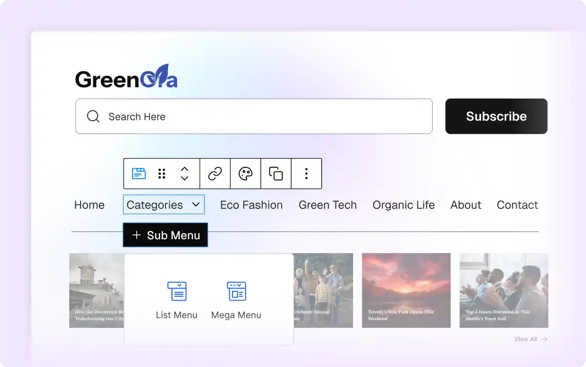 Add Mega Menu to Headers and Footers