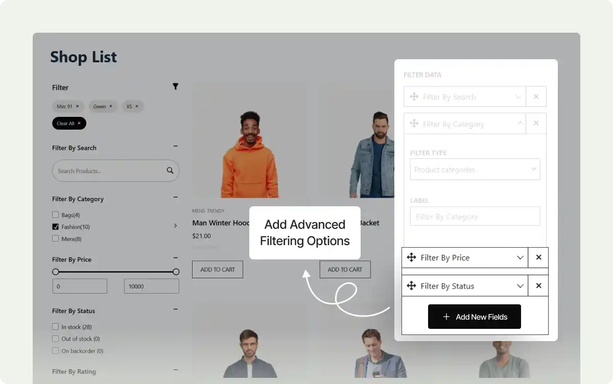 Add or Remove Advanced Filtering Options