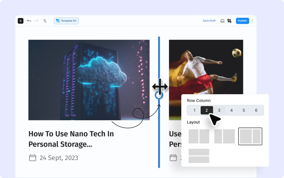 Adjusting column size by dragging.