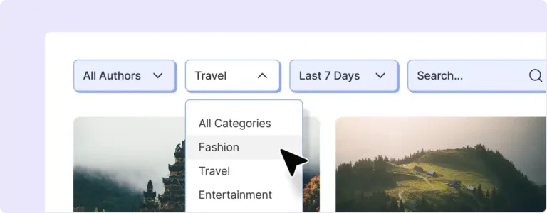 Preview of a drop-down builder, which will sort the posts of the post grid layout.