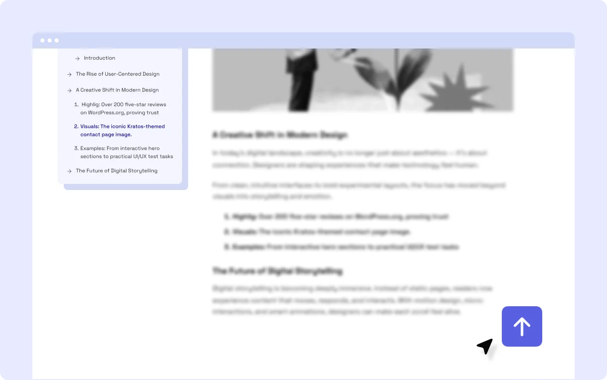 Scroll to Top Button with Table of Contents for WordPress