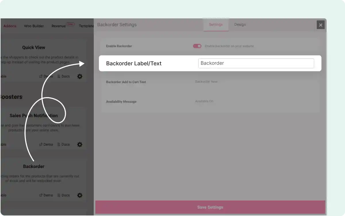 Backorder Button Label Text
