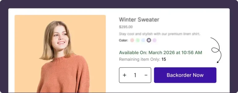 Screenshot of the WowStore's Backorder Feature for WooCommerce.