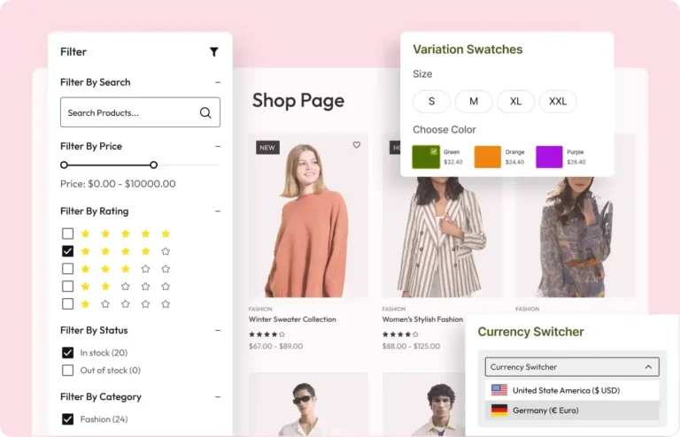 Screenshot showcasing conversion-focused features of WowStore.