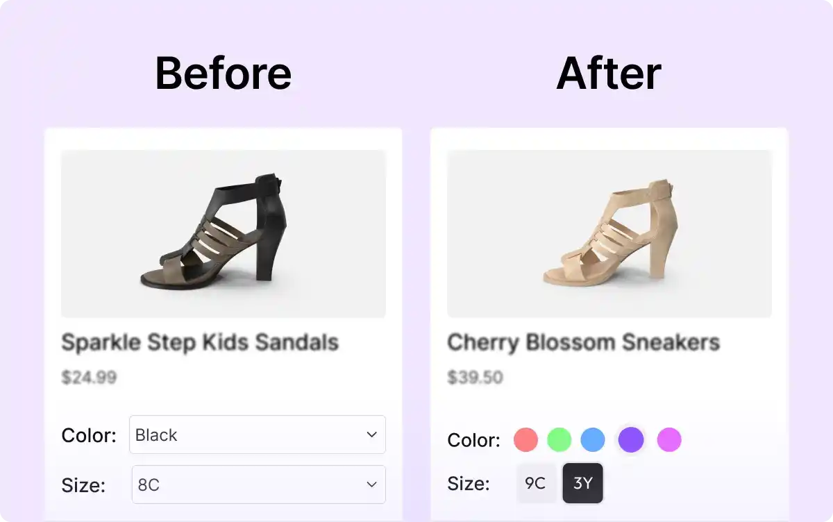 Modern and Interactive WooCommerce Variation Swatches