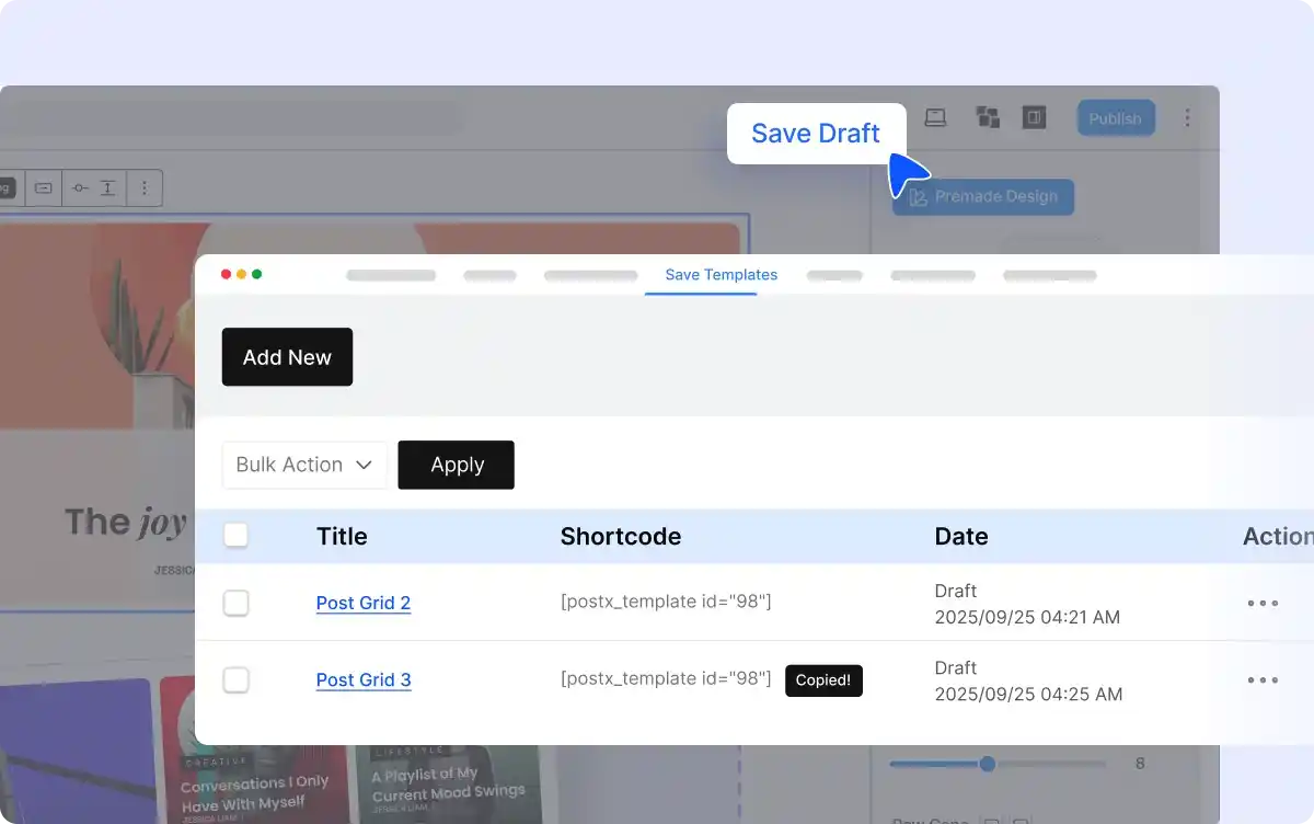 Create and Save Templates with Any Block or Layout