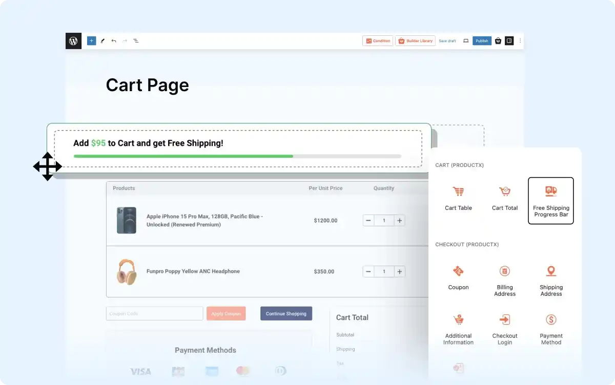 Display Free Shipping Bar on the Cart Page