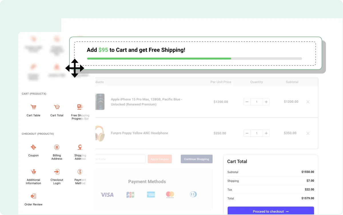 Drag and Drop Cart Page Builder